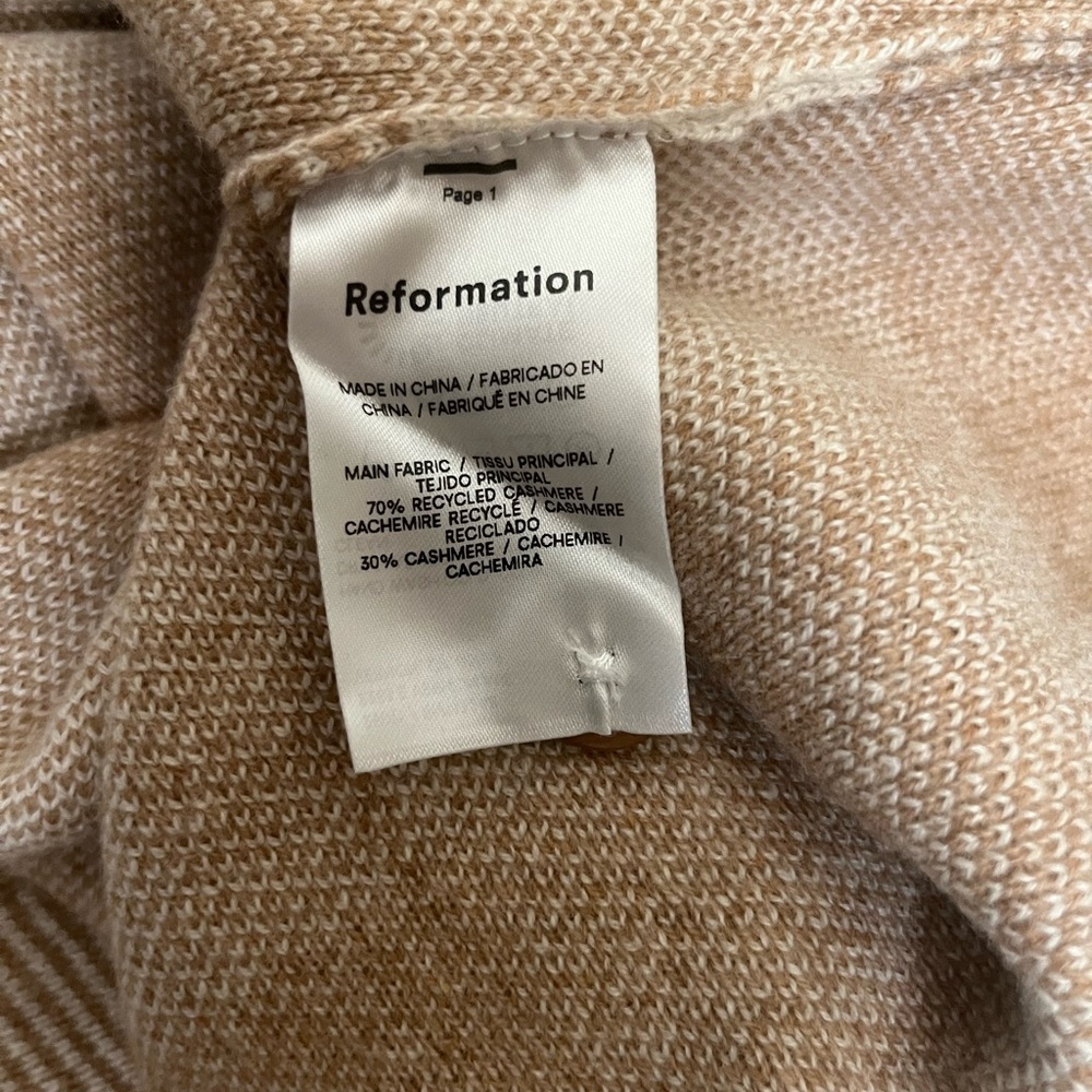 Reformation Fonte 100% Cashmere Cropped Cardigan in Gossamer‎ Size S - Picture 5 of 5